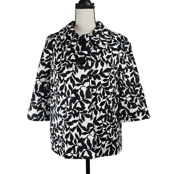 JM COLLECTION Sz 16 Womens Blazer Black and White Cotton Blend 3/4 Sleeves - Picture 1 of 6